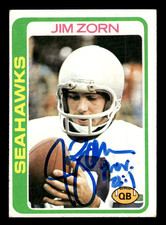 Jim Zorn Seattle Seahawks 1978 Topps Auto Rookie RC Card #383 w/COA