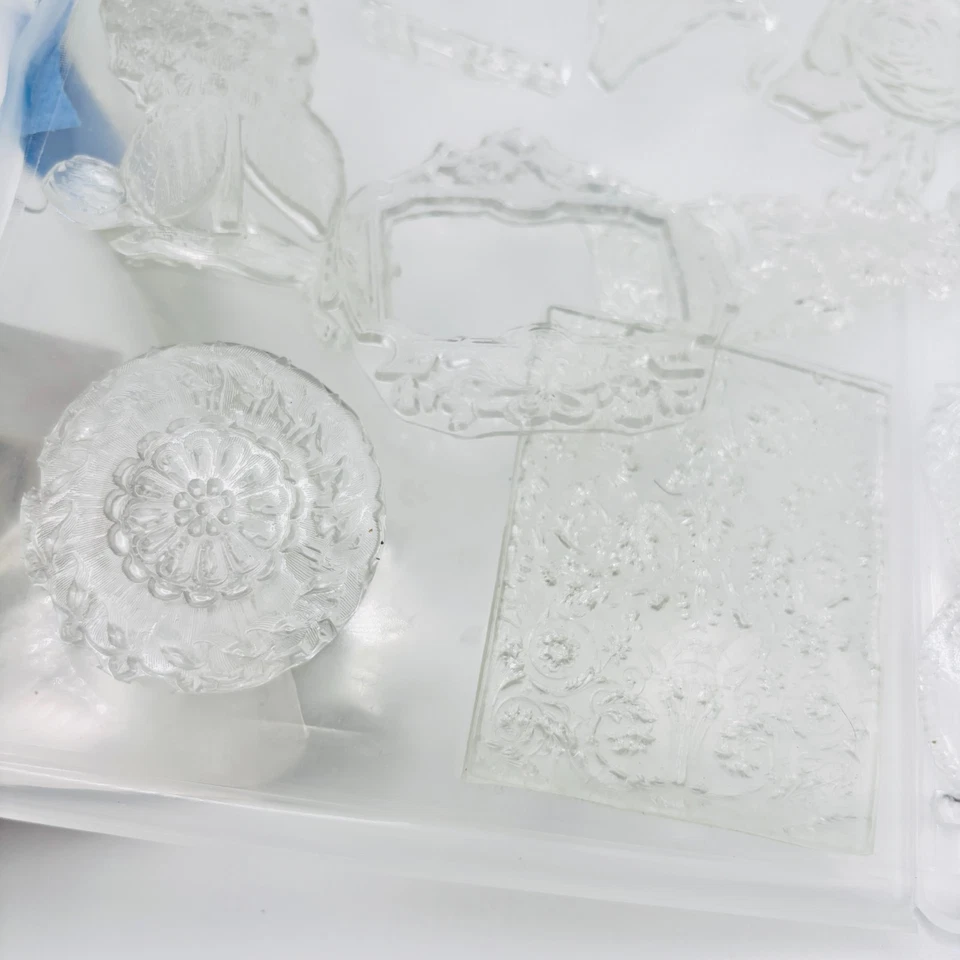 Conjunto de selos transparentes All Night Media floral vintage moldura coroa sentimentos 2002 - Imagem 2 de 4