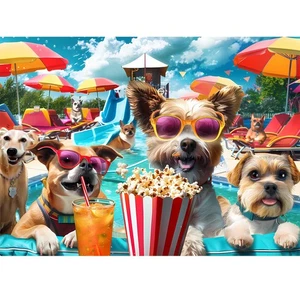 300 Piece Jigsaw Puzzle for 300 pieces, 20.5 x 15 inches, Swimming Puppy