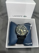 Lacoste Black Analog Wristwatch Gold Accents Logo Dial with Original Box