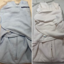 Halo Lot Of 2 Fleece Sleepsack Swaddles Newborn White Blue Warm Cozy