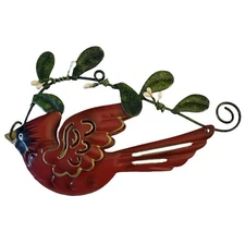 Cardinal Bird Metal 3D Christmas Ornament Wall Decor 5.5" Mistletoe