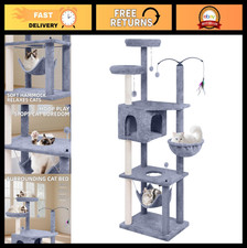 Multi-Level Cat Tree Tower with Condo, Hammocks Rotating Toy - Grey 70