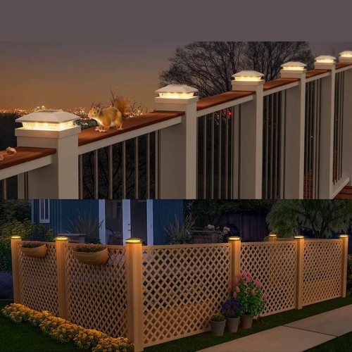 6 Pk 4x4 Outdoor Solar Post Cap Lights, PP, IP65, UL, 3000K for Wood/Vinyl Posts - Picture 9 of 10