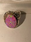 Vintage Native American Jerry Cowboy Pink Opal Ring S 10 Sterling 925 Estate