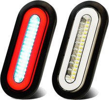 2Pcs Clear lens 6" inch Oval 52 LEDs Halo Combination White/Red Trailer lights