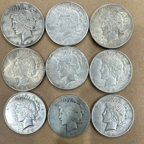 New ListingLot of 9 1922 Peace Dollar $1 Silver Coins Circulated 0.9 Fineness