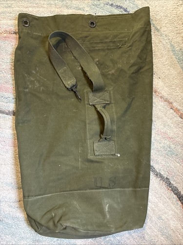 Vintage US Military Army Green Duffle Bag Canvas 36x22 Large GI Surplus Canvas