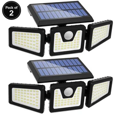 2 Pack LED Motion Sensor Solar Lights Outdoor IP65 Waterproof Security Lamp