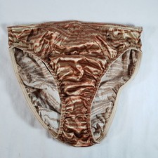 Victoria's Secret Second Skin Satin Bikini Large Gold Orange Tiger NWT
