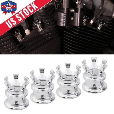 4PCS Chrome Crown Head Bolt Topper Cap Engine Covers Trim For Harley Sportster