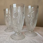 Vintage Depression Glass Tumblers, Jeannette Glass, Set of 4, Iris & Herringbone