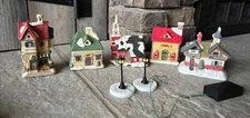 Lillian Vernon Lighted Porcelain Christmas Village Set. Missing Lights