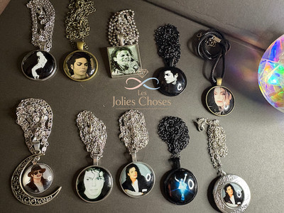 Michael Jackson Medaillons Halsketten Kette Anhänger Cabochon - Neu!