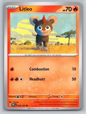 Litleo 015/131 Prismatic Evolutions Common Pokemon TCG Fire Type