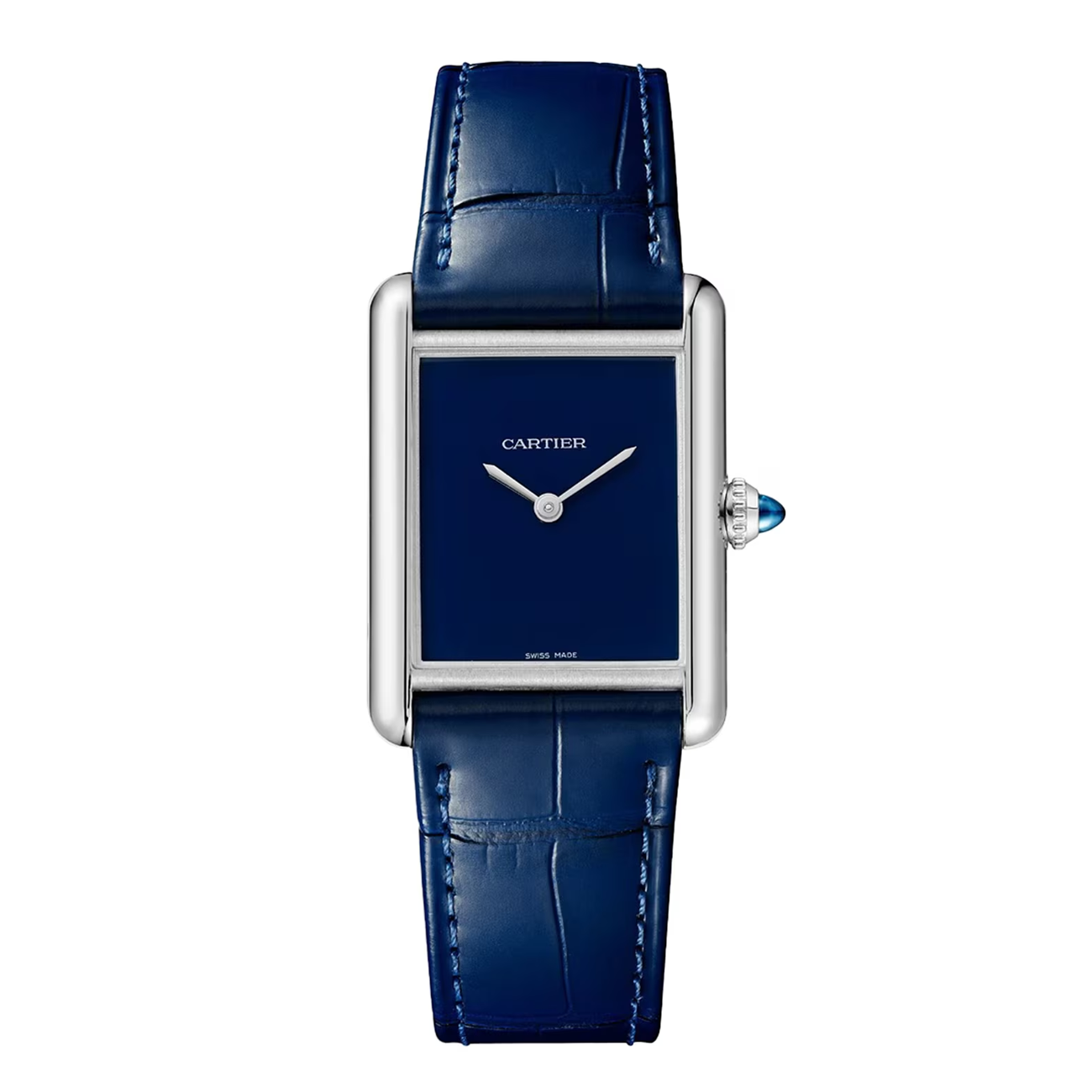 Cartier Tank Must WSTA0055 Blue Dial Leather Strap Stainless Steel Watch-image