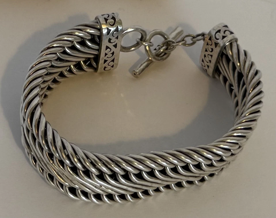 Pulsera tejida a mano de plata de ley 925 Lois Hill con extremos de desplazamiento Lois Hill Foto 2 de 4