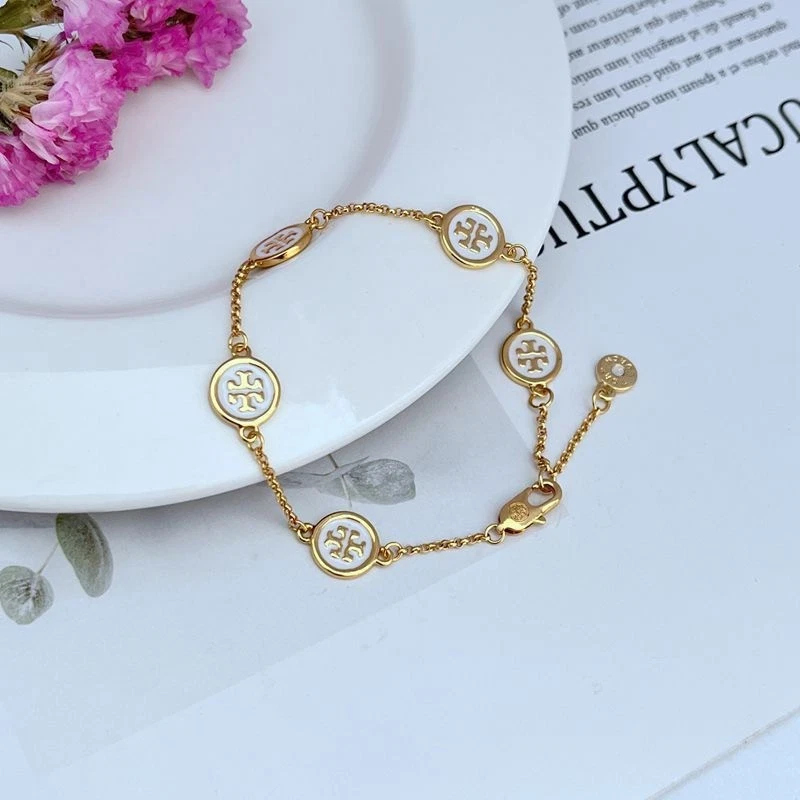 New! Tory TB logo Circle White Bracelet with Jewelry Pouch Size : 21cm - Image 2 of 3