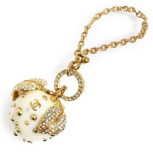Chanel Coco Mark Apple Bag Charm Off-White Gold Hardware