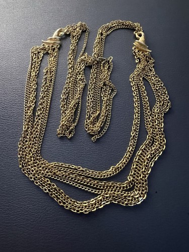 Vintage goldfarbene Halsketten zwei mehrsträngige & 3 Anhänger 1 Kette (6 Stück) NK#55 - Bild 2 von 8