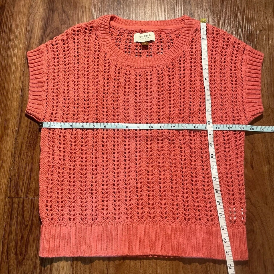 Sonoma Life & Style Knit Short Sleeve Shirt Crew Neck Blouse Pink Women Medium - Image 2 of 4