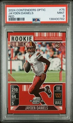 2024 Panini Contenders Optic Jayden Daniels Rookie Red /199 PSA 9 Commanders