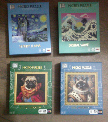 4 NEW Games Hub mini micro puzzles art paintings llama wrinkles king whiskers +