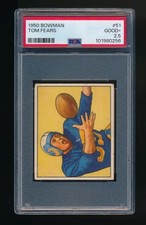 1950 Bowman Football #51 Tom Fears L.A. RAMS HOF Rookie PSA 2.5
