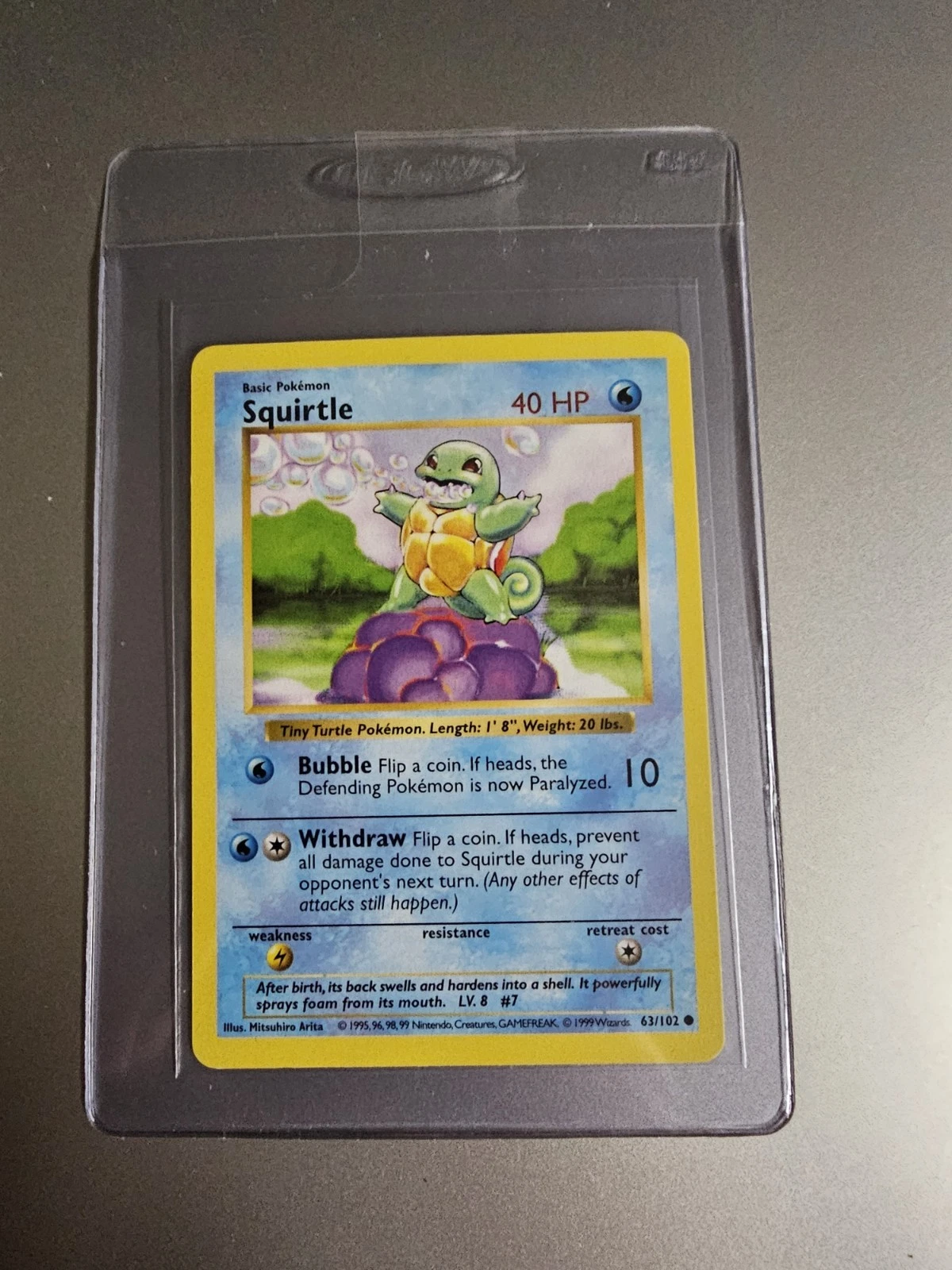 Vintage 1999 Pokemon Base Set 63/102 SQUIRTLE Shadowless LP