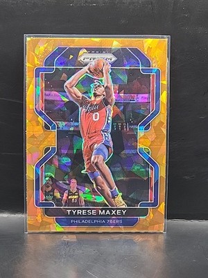 2021-2022 Panini Prizm #28 Orange Cracked Ice Tyrese Maxey 76ers   