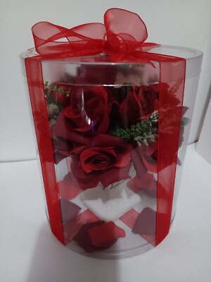 Valentine's Day Flowers Gift Beautiful Vase with Artificial Red Roses in box