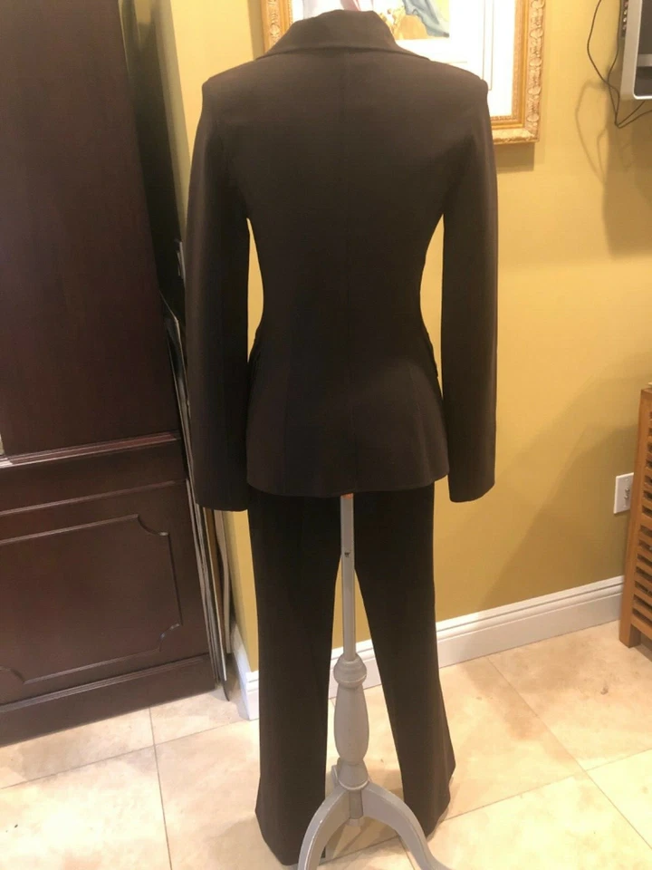 Traje Pantalón Celine Lana/Marrón Nuevo Sin Etiquetas Talla 38- Hecho en Francia Foto 3 de 4