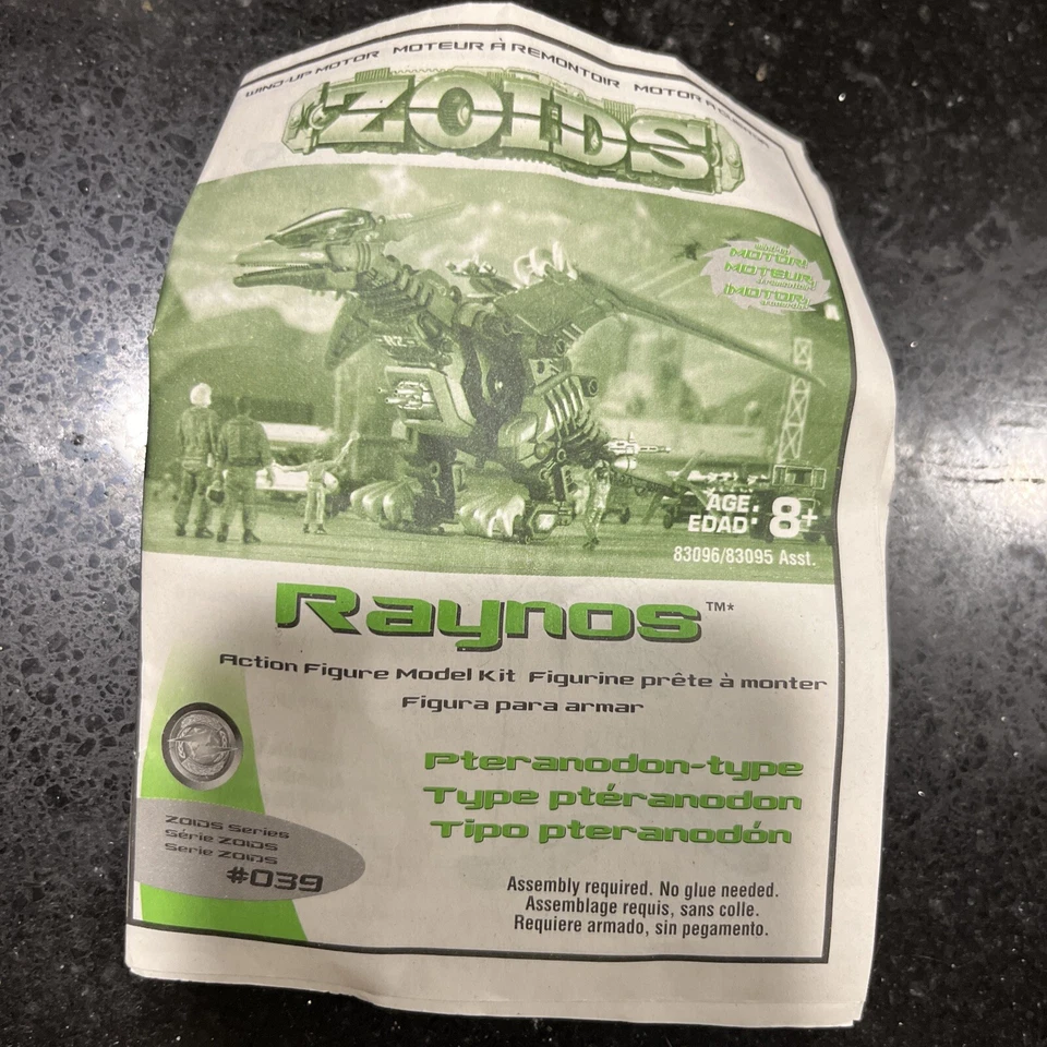 Figura de acción modelo vintage ZOIDS RAYNOS #039 RARO TOMY HASBRO 2001 SOLO MANUAL Foto 2 de 4