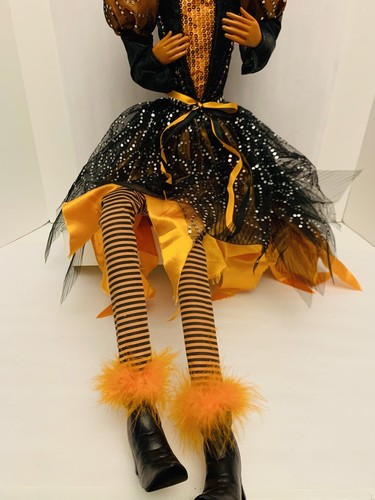 Halloween Pumpkin Head Shelf Sitter Doll 30” Folk Art Joe Spencer Style OOAK. - Picture 4 of 10