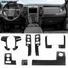9x Center Console Dash Steering Wheel Cover Trims Kit for Ford F150 09-14 Carbon