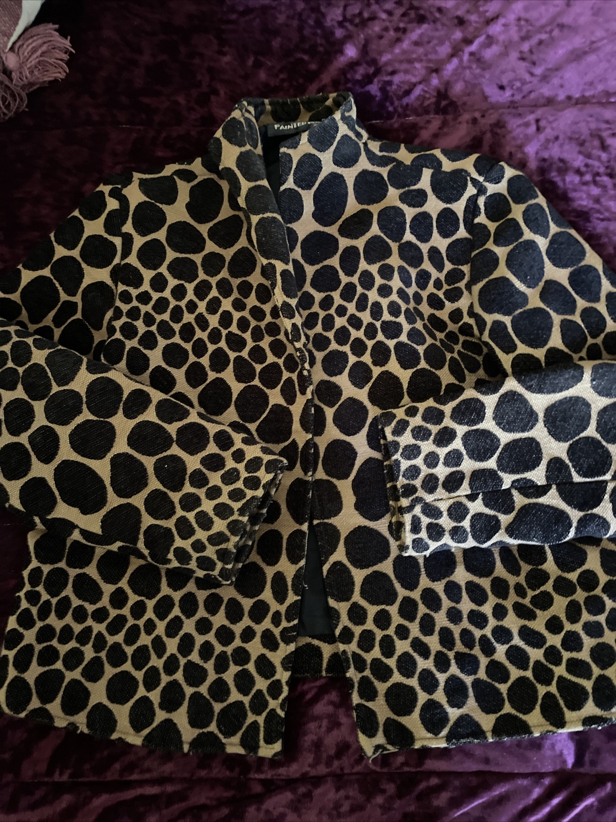 Giacca corta donna pony dipinta taglia L manica lunga foderata made in USA