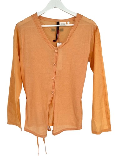 Ana Nonza Button Down transparente Bluse Gr. L orange 100% Baumwolle V-Ausschnitt zum Binden