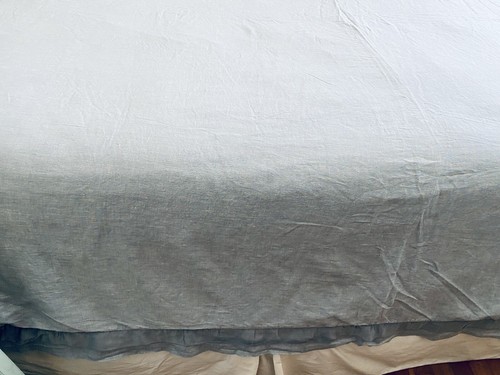 Pottery Barn Linen Silk Trim QUEEN SIZE Duvet Cover Ashley Blue Light Blue - Picture 3 of 14