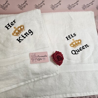 His Queen Her King Badetuch Laken Bademantel Bad Hochzeit Krone Geschenk Dusche 