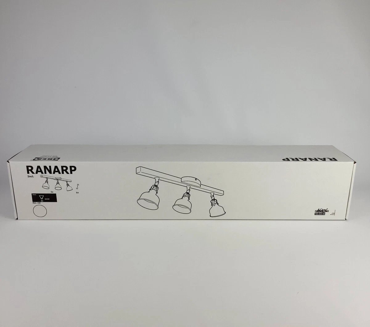 Ikea RANARP Ceiling Lamp Track 3 Spotlights White Off White 703.460.98 New