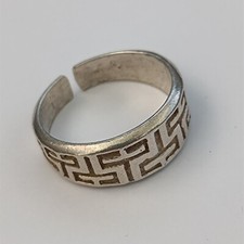 VTG Sterling Silver Greek Key Band Ring Adjustable Men's Women Modernist 9.25
