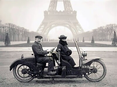 Motor Cycle Two Seater Paris   1922 Reprint from its original Scan 8X11