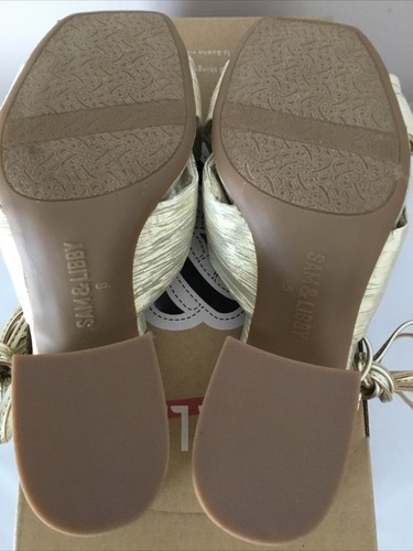 SAM & LIBBY KLARA ANKLE WRAP GOLDLEAF BOW SANDAL SHOES Sz 9 - Picture 7 of 10