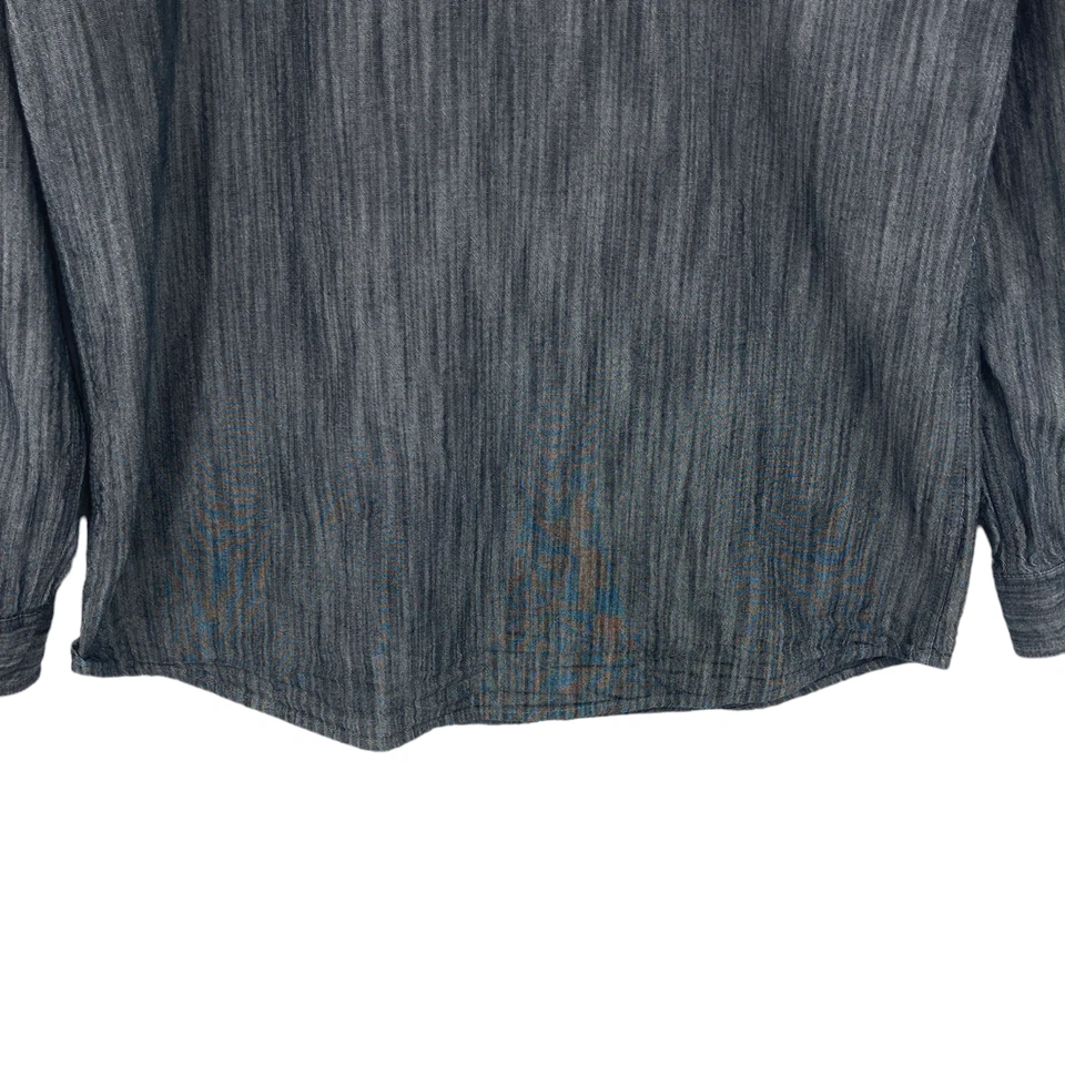 INC International Concepts Popover Shirt Mens Medium Gray Long Sleeve Pocket - Image 3 of 4