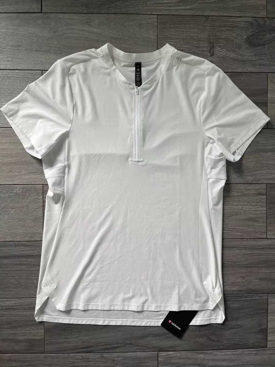 LULULEMON MENS VENTED TENNIS SHORT SLEEVE SHIRT, WHITE, NWT $88, XS