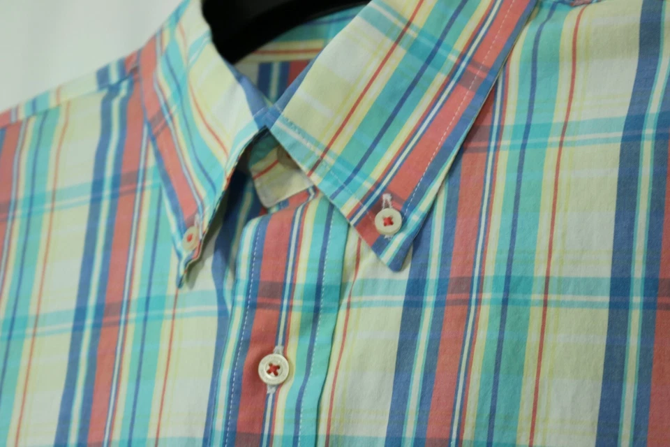 Southern Tide Colorful Plaid Button Down Shirt Men's Large Cotton Stretch Blend - Image 2 of 4