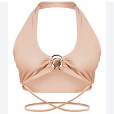 NWT Halter Bikini Top with Shell Detail