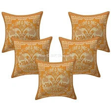 Bohemian Brocade Throw Pillow Covers Jacquard 30x30 cm Elephant Indian Set Of 5