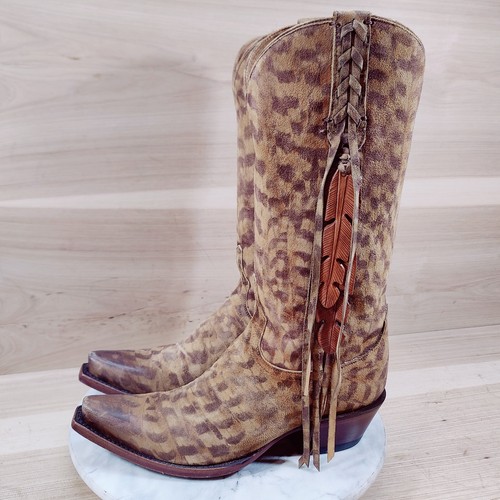 Lucchese Feather Western Boots Women 7 B Brown Cowboy Snip Toe RARE - Picture 6 of 13