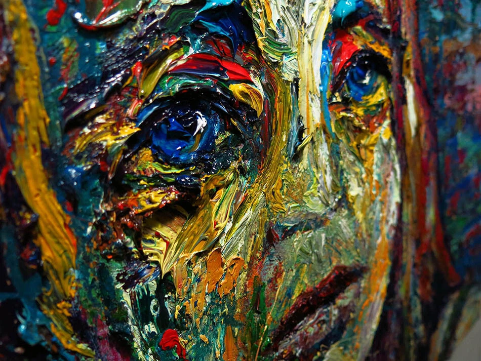 PINTURA ORIGINAL AL ÓLEO█DE COLECCIÓN█ARTE FIRMADO OUTSIDER ABSTRACTO EXPRESIONISTA POP█ROBLE Foto 2 de 4